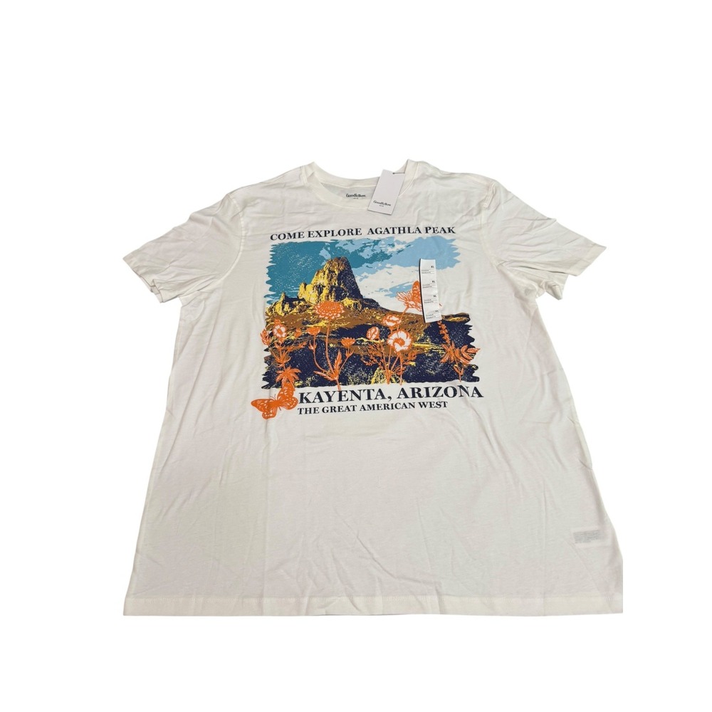 Goodfellow & Co Mens XL Kayenta Arizona Agathla Peak Graphic T-Shirt White NWT